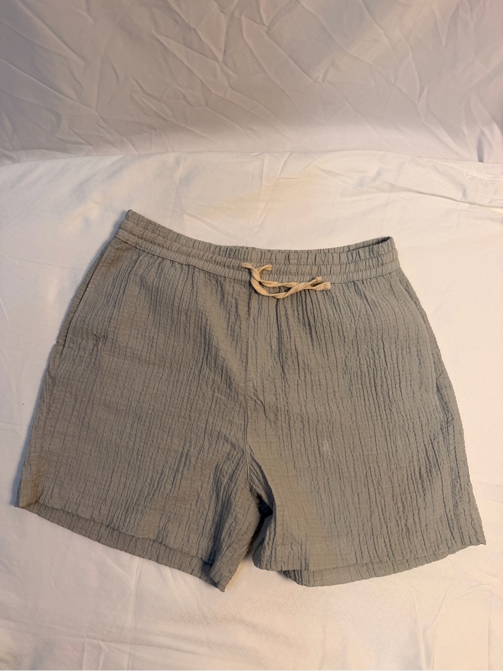 Zara Textured Drawstring Shorts Sage Green Elastic Waist Resort Summer Size L
